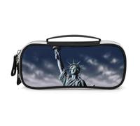 DWVSFJM Trousse à crayons en cuir PU étanche et portable avec fermeture éclair Statue de la Liberté Trousse à crayons pour fournitures de bureau Trousse de maquillage