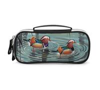 DWVSFJM Trousse à crayons en cuir PU étanche et portable avec fermeture éclair style chinois canards mandarins pour fournitures de bureau trousse de maquillage