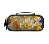 DWVSFJM Trousse à crayons en cuir PU étanche portable avec fermeture éclair bouquet de jonquilles pour fournitures de bureau trousse de maquillage