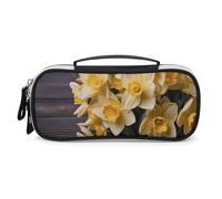 DWVSFJM Trousse à crayons en cuir PU étanche portable avec fermeture éclair bouquet de jonquilles pour fournitures de bureau trousse de maquillage