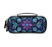DWVSFJM Trousse à crayons en cuir PU étanche portable avec fermeture éclair Motif vitrail Trousse à crayons pour fournitures de bureau Trousse de maquillage