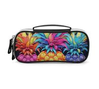 DWVSFJM Trousse à crayons en cuir synthétique étanche et portable avec fermeture éclair - Ananas coloré - Pour fournitures de bureau et maquillage