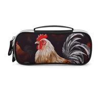 DWVSFJM Trousse à crayons en cuir synthétique étanche et portable avec fermeture éclair - Coq brillant - Pour fournitures de bureau et maquillage