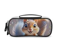 DWVSFJM Trousse à crayons en cuir synthétique étanche et portable avec fermeture éclair en forme d'écureuil pour fournitures de bureau