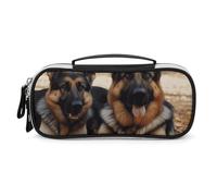 DWVSFJM Trousse à crayons en cuir synthétique étanche et portable avec fermeture éclair Motif berger allemand