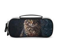 DWVSFJM Trousse à crayons en cuir synthétique étanche et portable avec fermeture éclair - Motif chat mignon et charmant - Pour fournitures de bureau et maquillage