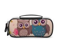 DWVSFJM Trousse à crayons en cuir synthétique étanche et portable avec fermeture éclair - Motif chouettes mignonnes - Pour fournitures de bureau et maquillage