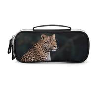 DWVSFJM Trousse à crayons en cuir synthétique étanche et portable avec fermeture éclair Motif léopard africain sur rocher Pour fournitures de bureau Trousse de maquillage
