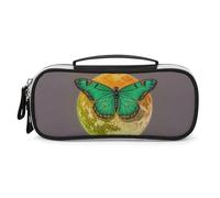 DWVSFJM Trousse à crayons en cuir synthétique étanche et portable avec fermeture éclair Motif soleil et lune Vert papillon de nuit pour fournitures de bureau Trousse de maquillage