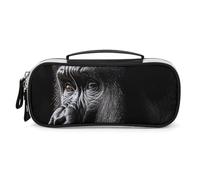 DWVSFJM Trousse à crayons en cuir synthétique étanche et portable avec fermeture éclair pour adulte Gorilla pour fournitures de bureau