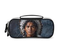 DWVSFJM Trousse à crayons en cuir synthétique étanche et portable avec fermeture éclair pour les peuples autochtones et les loups