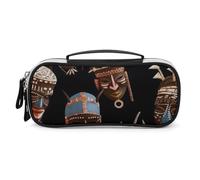 DWVSFJM Trousse à crayons en cuir synthétique étanche et portable avec fermeture éclair pour rituel africain ethnique tribal pour fournitures de bureau