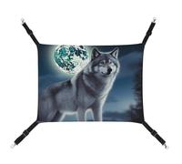 DWVSFJM Wolf Under Moon Hamac pour chat avec sangles réglables et crochets en métal pour chats, petits chiens, lapins