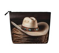 Dwvtfsm American West Rodeo Trousse de maquillage pour femme en lin imperméable avec fermeture éclair et fermeture éclair