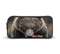 DWVTFSM Bear Eats Trousse à crayons de grande capacité pour homme et femme Motif ours mange poisson