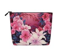 Dwvtfsm Belle trousse de maquillage florale pour femme, organiseur de voyage en lin imperméable, léger avec fermeture éclair, trousse de toilette de voyage, sac de rangement pour pinceaux de