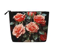 Dwvtfsm Belle trousse de maquillage rose pour femme, organiseur de voyage en lin imperméable, léger avec fermeture éclair, trousse de toilette de voyage, organisateur de pinceaux de maquillage, sac de