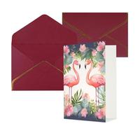 DWVTFSM Carte de remerciement avec enveloppes - Cartes de vœux pour toutes les occasions - Carte d'anniversaire ou de mariage - Carte de vœux - Flamants roses et fleurs - Cartes vierges - 10,2 x 15,2