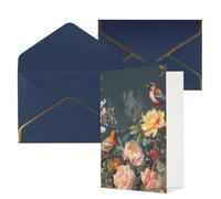 DWVTFSM Carte de remerciement avec enveloppes - Cartes de vœux pour toutes les occasions - Carte d'anniversaire ou de mariage - Carte de vœux - Fleurs et oiseaux - Cartes vierges - 10,2 x 15,2 cm