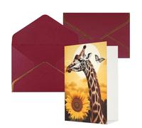 DWVTFSM Carte de remerciement avec enveloppes - Cartes de vœux pour toutes les occasions - Carte d'anniversaire ou de mariage - Carte de vœux - Girafe et tournesol - Cartes vierges - 10,2 x 15,2 cm