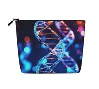 Dwvtfsm Dna Genetic Helix Trousse de maquillage pour femme - Imperméable - En lin - Léger - Fermeture éclair - Trousse de toilette de voyage - Sac de rangement pour pinceaux de maquillage