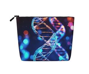Dwvtfsm Dna Genetic Helix Trousse de maquillage pour femme - Imperméable - En lin - Léger - Fermeture éclair - Trousse de toilette de voyage - Sac de rangement pour pinceaux de maquillage