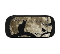 DWVTFSM Grande trousse à crayons étanche en cuir avec motif chat assis sur une branche - Trousse de maquillage pour homme et femme, Style :, Taille unique