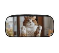 DWVTFSM Grande trousse à crayons étanche en cuir avec motif de chat extrêmement gras - Trousse de maquillage pour homme et femme, Style :, Taille unique