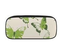 DWVTFSM Grande trousse à crayons étanche en cuir avec motif papillon vert citron pour homme et femme, Style :, Taille unique
