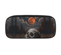 DWVTFSM Grande trousse à crayons étanche et mignonne en cuir avec motif de tête de mort pour homme et femme, Style :, Taille unique