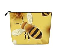 Dwvtfsm Honey Bee2 Trousse de maquillage pour femme en lin imperméable avec fermeture éclair et fermeture éclair