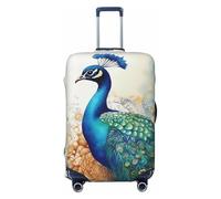 DWVTFSM Housse de bagage de voyage élastique anti-rayures lavable housse de valise de voyage beau paon et floral protecteur de bagage convient aux valises de 45,7 à 81,3 cm, Noir , L