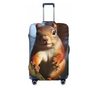 DWVTFSM Housse de bagage de voyage élastique anti-rayures lavable housse de valise de voyage écureuil drôle animal protecteur de bagage convient aux valises de 45,7 à 81,3 cm, Noir , L