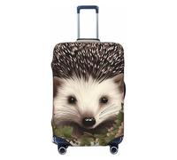 DWVTFSM Housse de bagage de voyage élastique anti-rayures lavable housse de valise de voyage hérisson dans couronne florale protection de bagages convient aux valises de 45,7 à 81,3 cm, Noir , XL