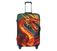 DWVTFSM Housse de bagage de voyage élastique anti-rayures lavable housse de valise de voyage housse de valise de voyage Dragon King in Fire Protecteur de bagage convient aux valises de 45,7 à 81,3 cm