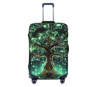 DWVTFSM Housse de bagage de voyage élastique anti-rayures lavable housse de valise de voyage housse magique arbre vert protection pour valise de 45,7 à 81,3 cm, Noir , L