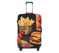 DWVTFSM Housse de bagage de voyage élastique anti-rayures lavable housse de valise de voyage housse de valise de voyage jambières de poulet hamburger boisson protecteur de bagage convient aux valises