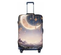 DWVTFSM Housse de bagage de voyage élastique anti-rayures lavable housse de valise de voyage housse élégante lune étoiles protection bagages pour valise de 45,7 à 81,3 cm, Noir , S