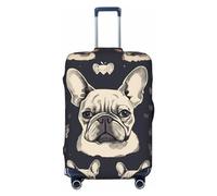 DWVTFSM Housse de bagage de voyage élastique anti-rayures lavable housse de valise de voyage I Love French Bulldog Protecteur de bagage convient aux valises de 45,7 à 81,3 cm, Noir , S