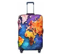 DWVTFSM Housse de bagage de voyage élastique anti-rayures lavable pour valise de voyage avec carte de couleur pour valise de 45,7 à 81,3 cm, Noir , XL