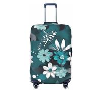 DWVTFSM Housse de bagage de voyage élastique anti-rayures lavable pour valise de voyage bleu sarcelle gris et blanc floral protecteur de bagage pour valise de 45,7 à 81,3 cm, Noir , M