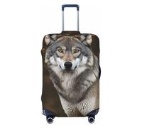 DWVTFSM Housse de bagage de voyage élastique anti-rayures lavable pour valise de voyage gris sauvage loup protecteur de bagage convient aux valises de 45,7 à 81,3 cm, Noir , S