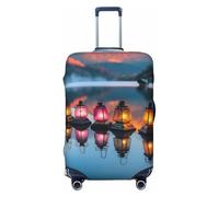 DWVTFSM Housse de bagage de voyage élastique anti-rayures lavable pour valise de voyage Lanternes Mountain Lake Protection pour valise de 45,7 à 81,3 cm, Noir , XL