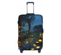 DWVTFSM Housse de bagage de voyage élastique anti-rayures lavable pour valise de voyage lucioles pour valises de 45,7 à 81,3 cm, Noir , XL