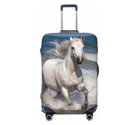 DWVTFSM Housse de bagage de voyage élastique anti-rayures lavable pour valise de voyage motif cheval blanc courant sur la mer pour valise de 45,7 à 81,3 cm, Noir , M