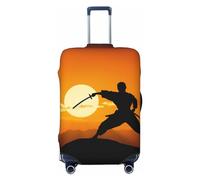 DWVTFSM Housse de bagage de voyage élastique anti-rayures lavable pour valise de voyage Sun Karaté Silhouette de protection pour valise de 45,7 à 81,3 cm, Noir , S
