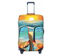 DWVTFSM Housse de bagage de voyage élastique anti-rayures lavable pour valise de voyage tongs et scène de plage tropicale pour valise de 45,7 à 81,3 cm, Noir , M