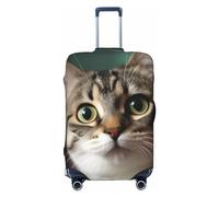 DWVTFSM Housse de bagage de voyage élastique anti-rayures lavable pour valise de voyage Un curieux chat protecteur de bagage convient aux valises de 45,7 à 81,3 cm, Noir , L