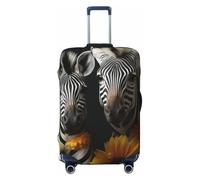 DWVTFSM Housse de bagage de voyage élastique anti-rayures lavable pour valises de voyage paire de tournesols et zèbre pour valise de 45,7 à 81,3 cm, Noir , XL