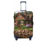 DWVTFSM Housse de protection élastique anti-rayures pour valise de voyage lavable au bord du lac Cottage Protection pour valise de 45,7 à 81,3 cm, Noir , S